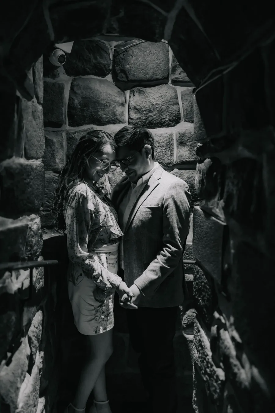 Retrato en blanco y negro de Cesar y Carmen